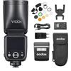 Godox V100F - Adattatore per fotocamera a testa tonda, 100 W TTL Speedlite, schermo di controllo touch, lampada a LED integrata con sub-flash rimovibile, kit AK-R1, piastra diffusore compatibile con
