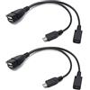 Accessonico Confezione da 2 cavi OTG di ricambio per Fire Stick 4K, Amazon Fire TV, compatibile con Samsung Galaxy, LG, telefoni Android, tablet, Micro USB Host con alimentazione micro USB