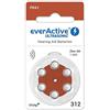 everActive Ultrasonic - Batterie per apparecchi acustici 312/PR41 - Zinco Air Batterie per apparecchi acustici - Lunga durata, ad alta densità di energia, senza mercurio - Confezione blister da 6