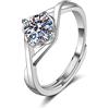 Generic Anello Da Donna S925 In Argento Sterling Anello Di Moissanite Classico Da 1 Carato Apertura Misura Regolabile, Adatto Per Amante, Fidanzata, Come Regalo Di Anniversario/Matrimonio