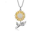 HMOOY Collana Girasole, Collane Margherita Girasole Placcate Oro Collana You Are My Sunshine Collana Con Ciondolo Fiore Adorabile Gioielli Girasole Per Donne Ragazze (argento)