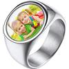 U7 Anello con Foto personalizzato a Forma Cuore Quadrato Rotondo in Acciaio inossidabile Placcato Oro Nero Regalo Personalizzato per il Marito Papà per il Compleanno di Natale
