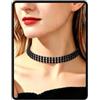 Dishowme Collana girocollo con strass neri, stile vintage, con catena a 3 file/5 file/8 file, gioielli con diamanti brillanti per le donne, Misura unica, Strass Lega di acciaio, Nessuna pietra preziosa
