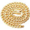 HALUKAKAH Catena d'oro per Uomo,Catena a Cubana da 20MM Iced out Placcato in Oro Reale 18k Choker Collana 40cm,Pieno Cz Diamante Punte Set,con Confezione GRGALO