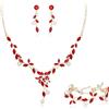 Clearine Set di gioielli da sposa da donna, bellissime perle finte marquise, zirconia cubica, collana a forma di foglia, orecchini pendenti per ballo di fine anno