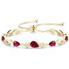FANCIME Bracciale tennis da donna in argento placcato oro a goccia | Foglia regolabile con glitter, regalo per donne, fidanzate, mogli, madri