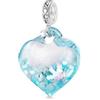 GNOCE blu Glitter Cuore Ciondolo Dangle Charm per le donne, 14K oro bianco placcato S925 Sterling Silver BraccialeNecklcae fascino per lei, San Valentino regalo di gioielli della festa della mamma