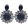 Wendalern Orecchini pendenti a forma di fiore nero, stile bohémien, grandi orecchini a goccia con motivo floreale traforato, orecchini gotici esagerati con petali floreali, gioielli per donne e