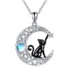 VONALA - Collana in argento Sterling 925 con luna e cristallo blu, regalo di compleanno per donne e ragazze