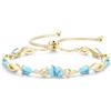 FANCIME Bracciale tennis da donna in argento placcato oro a goccia | Foglia regolabile con glitter, regalo per donne, fidanzate, mogli, madri