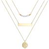 BodyBonita 2/3 Pezzi Collana Donna a Strati, Delicata Catenina Placcata in Oro 16 Carati, Set di Collana Donna Argento con Pendente Boho Regolabile Necklace for Women