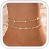 JeryWe Cavigliera Donna Placcato Oro 14K Cavigliere Impermeabili Set Cavigliere Donna Regolabili Catena Comodo Cavigliera Impilabile Spiaggia Caviglieri Gioielli Regalo - 2 Tonalità argento