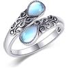 CUPENDA Anello da donna in argento sterling con pietra di luna, arcobaleno, regolabile, gioiello regalo per ragazze
