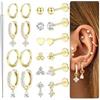 KRFY 16G/18G/20G Piercing Orecchio Acciaio Chirurgico Piercing Trago Helix Orecchini da Donna Oro/Argento Push In Nostril Labbro Medusa Cartilagine Helix Piercings 16G-G2