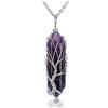 CrystalTears Collana con Ciondolo di Pietra Naturale Albero della Vita Curativa Cristallo con Pendente Esagonale Avvolto in Filo d'Argento Cristalloterapia Regalo per le Donna Uomo Natale Compleanno