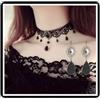 Dishowme Set di collana e orecchini in velluto di cristallo, stile gotico, con collare, collana e collana girocollo nero da vampiro, set di gioielli da