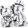 BOIGEGU Ciondolo Argento Sterling 925 con pietre di cuori zirconia cubica Pendenti Compatibile con Braccialetti e Collane europei, perfetto Regali per Moglie e Ragazze