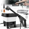 DoeDoefong Rondella ad alta pressione con serbatoio dell'acqua da 13 l, pistola a pressione per pulizia a pressione, per esterni, pieghevole, ricaricabile, ugello multifunzione 6 in 1, pulitrice a batteria per
