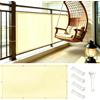 AUWUUA Frangivisto Balcone per Protezione 50x120cm Giallo Sabbia Copri Ringhiera Balcone con Occhielli e Fascetta, in PES 220g/㎡ Protezione UV Impermeabile Privacy Frangivento per Esterno Terrazza