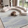Sour Lemon Tappeto da soggiorno a pelo corto, 200 x 300 cm, colore: blu e | Tappeto con linee geometriche 3D, lavabile, soffice, antiscivolo, extra large, per camera da letto e cameretta dei bambini