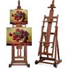 VISWIN Studio - Cavalletto ad H, inclinabile, piatto e regolabile, in legno di faggio, per pittura, grande cavalletto mobile per adulti, artisti, può contenere 1 o 2 tele fino a 198 cm