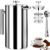 Aurobest 350ml Caffettiera Francese con Cucchiaio, French Press Calore Isolamento Acciaio Inox, Caffettiera Stantuffo Doppia Parete con Filtro 3 Strati, Macchina Caffè per Campeggio,Viaggio,Domestico (Argento)