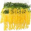 NEOONES Confezione da 12 ghirlande di fiori di glicine artificiali, 1,9 m, fiori finti da appendere, ghirlanda di glicine in seta, decorazione per giardino di nozze (giallo)