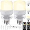 Behogan 2 lampadine E27 con telecomando, lampadine LED staccabili, lampadine magnetiche ricaricabili tramite USB, lampada di emergenza con cavo, lampadine E27 dimmerabili per campeggio