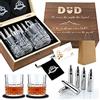 Exreizst Set Whisky Papà, Set di Bicchieri da whisky Regalo Uomo Set Include 2 Bicchieri in Vetro, Pinze, Sottobicchieri, 6 pietre di whisky, per Natale Regalo papà per regali per la festa del
