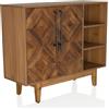 hjh LIVING Cassettiera in legno a spina di pesce SANTJAGO WOOD L Cassettiera con 2 ante e 3 vani a giorno, mobile contenitore 95 x 32 x 79,5 cm