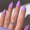 Ceboic 24 Pezzi Unghie Finte Medie Mandorla, Viola Chiaro French Press on Nails, Lucide Tinta Unita Acrilico Unghie Artificiali Ballerina Copertura Completa Nail Art Decorazioni per Donne e Ragazze