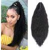 SEGO Coda di Cavallo Extension con Clip Pinza 60cm Capelli Ricci Ponytail Extensions Parrucchino Fascia Uncia Posticci Donna 165g - Nero Scuro