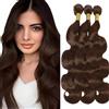 Shoaiye Human Hair Bundles Body Wave Capelli Veri Tessitura Unprocessed Remy Extensions Double Weft Machine Weave Color #4 Chocolate Brown 12 14 16 Inch