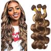 Shoaiye Human Hair Bundles Body Wave Capelli Veri Tessitura Unprocessed Remy Extensions Double Weft Machine Weave Color P4/27 Highlight Blonde 16 18 20 Inch