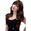 WIG ME UP - Parrucca Donna Grossi Ricci Capelli Ondulati con Frangetta Liscia Mix di Bruno cupo e Castano ramato circa 65 cm 285-2T30