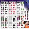 Kalolary 144 pezzi Halloween Unghie Finte Bambina, Punta per Unghie Artificiali da Premere Kit Premere Pre-incollato Copertura Totale Scheletri Zucche Unghie Finte Corte per Ragazza Manicure
