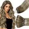 Hetto extension Microring Balayage Marrone con Biondo Cenere 35cm 50Ciocche