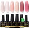 Shining She Gel Costruttore 8 in 1 per Unghie Nude, Senza HEMA e Senza TPO | Smalto Gel UV Builder in 6 Tonalità di Rosa Nude, Base, Estensione, Rinforzo e Modellatura per Unghie