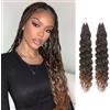 RUWISS Ocean Wave Crochet Hair - 2 Packs 45 cm Extension per Treccine Africane Ricci Pre-looped Deep Wave Cochet Braiding Extension Sintetico per Donne, Ombra Nero/Marrone