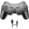 FLLAGG20 1X Gamepad Ergonomico Compatibile con PS3 e PC, Doppia Vibrazione | Joystick Compatibile con PS3 e PC Windows, Doppia Vibrazione, Connessione Wireless Bluetooth e USB, Nero