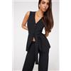 Tezenis Gilet Lungo Con Bottoni In Microfibra Easy Fit Donna Nero