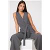 Tezenis Gilet Lungo Con Bottoni In Microfibra Easy Fit Donna Grigio