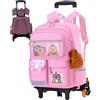 AZIDWERYQ Zaino Trolley con 6 Ruote Zaino Capibara di Capacità con Maniglia Retrattile Borsa da Scuola Impermeabile per Cartoni Animati Cinghia Riflettente per Bambini Studenti Capybara per la Scuola