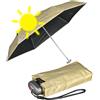 Knirps Mini ombrello tascabile da viaggio, piccolo e leggero, a righe, Gelb-luxury Gold - Black Heatshield - Protezione UV e calore, 93 cm, Super mini compatto