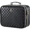 Faquenc Grande custodia per il trucco con specchio a LED Vanity Case rimovibile con specchio luminoso in pelle PU portatile Makeup Artist Carry Vanity Box con divisori porta pennelli trucco, Nero scuro