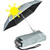 Knirps Mini ombrello tascabile da viaggio, piccolo e leggero, a righe, Grigio-luxury Silver - Black Heatshield, protezione UV e calore, 93 cm, Super mini compatto