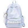 Generico Polka Dot Backpack Lace Backpack Y2k Aesthetic Large Laptop Daypack (Blue,With charm)