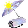 Knirps Mini ombrello tascabile da viaggio, piccolo e leggero, a righe, Viola brillante, iridescente, protezione UV, 93 cm, Super mini compatto