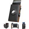 Manmaxim Portafoglio Uomo Airtag, Porta Carte di Credito Slim Uomo Portacarte Schermato RFID, Pop-Up Compatto Men's Air tag Wallet con Portamonete Capacità Porta Tessere per 9-12 Carte & 2 Finestra ID