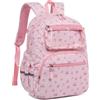 LEDAOU Zaino per bambini da 2 a 5 anni, in velluto a coste rosa, 33 x 25 x 12 cm, con scomparto per il pranzo, finestra, catarifrangenti, cinghia toracica, zaino per asilo, velluto a coste con fiori